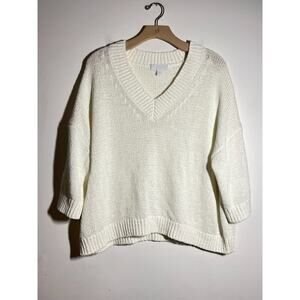White Label The White Company White Cotton V-Neck Pullover Boxy Sweater L